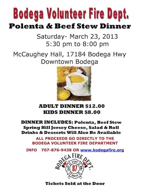 Polenta & Beef Stew Dinner – Saturday- March 23, 2013