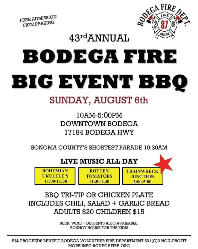 43rd Annual Bodega Volunteer Fire Big Event BBQ Fundraiser